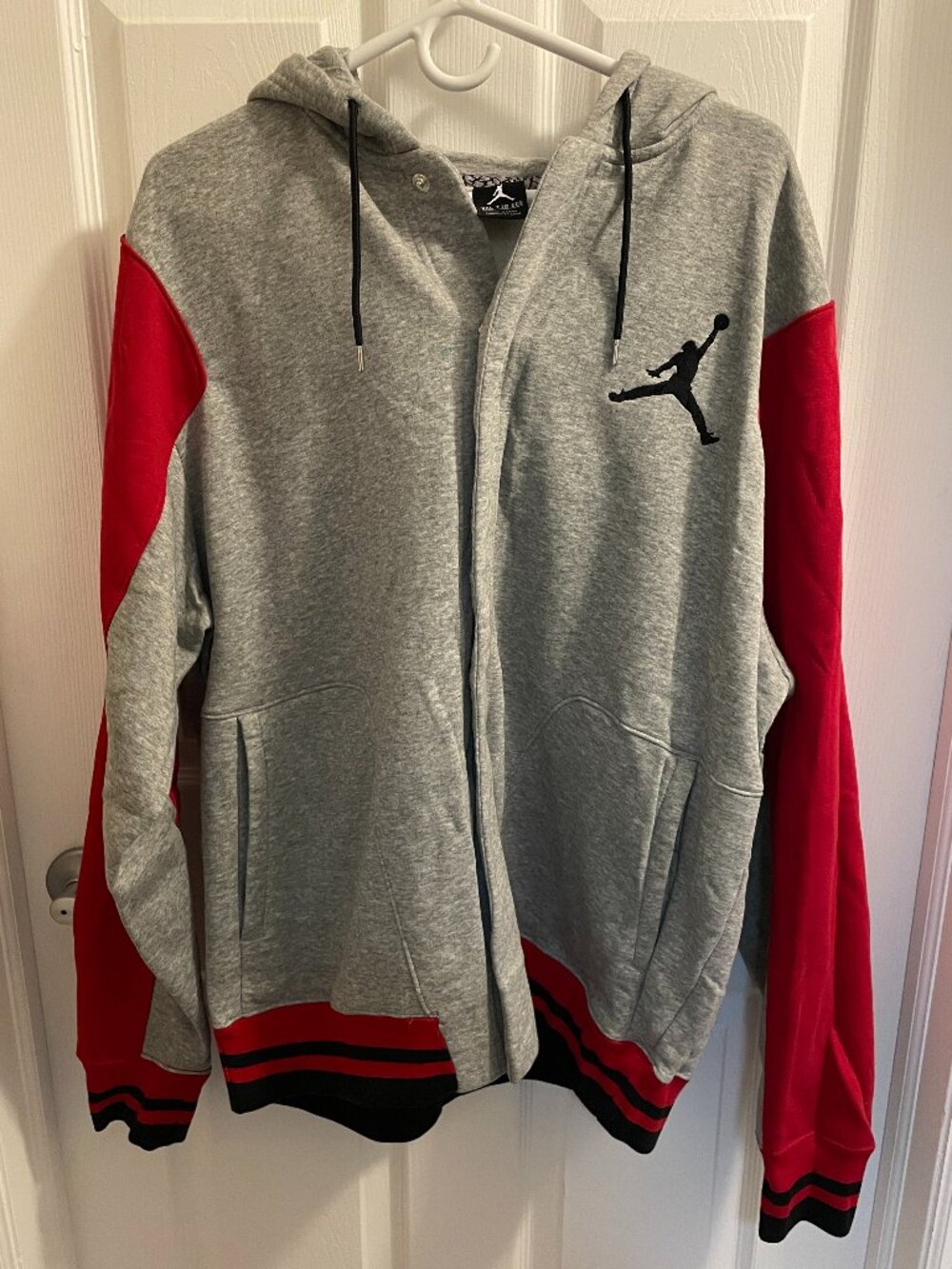 Jordan Snap Jacket Mens 2XL Jumpman Grey Red 619439-064